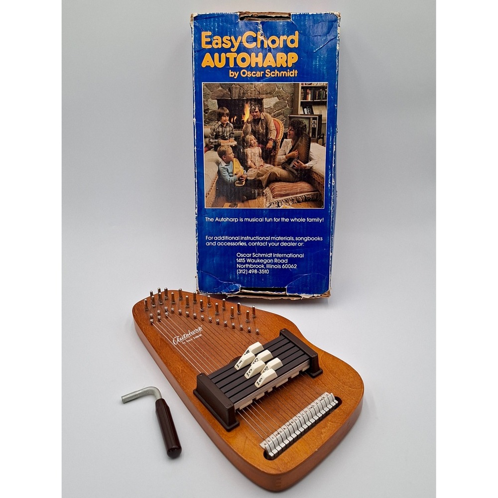 Vintage Oscar Schmidt EasyChord OS-6 Autoharp Tested Working Original Box Wrench